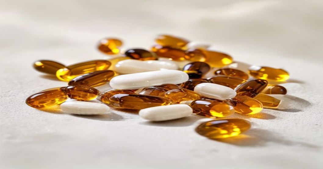 Best omega-3 supplements displayed alongside natural sources like fish and plant foods