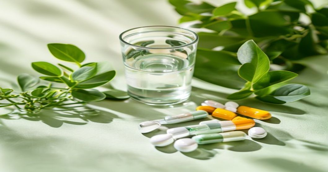 Best multivitamin for women over 50 with iron and calcium displayed on a green wellness still life backdrop