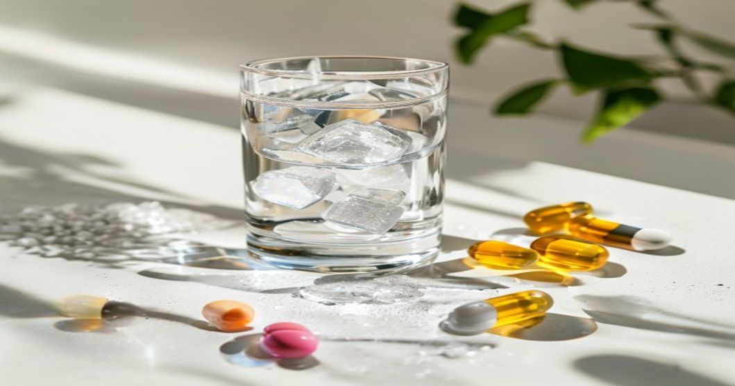 Best multivitamin for teenage athletes with electrolyte balance and bone density support displayed with water and natural ingredients