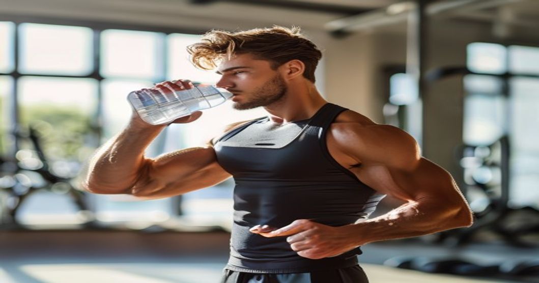 Man taking daily multivitamin supplement for workout recovery and energy support