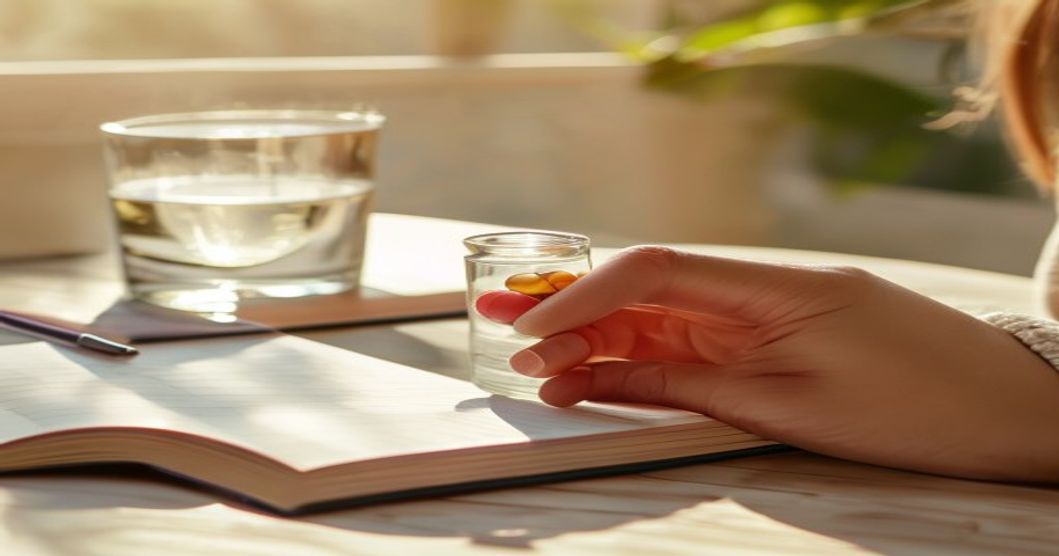 woman taking a daily multivitamin supplement for thyroid and metabolism support