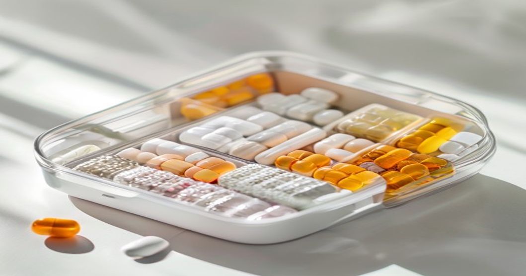 Weekly supplement organizer showing multivitamin routine for consistent senior health support.