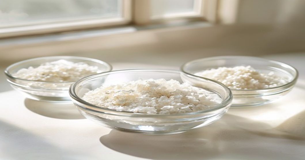 comparison of different creatine supplement forms – white powder in clear bowls